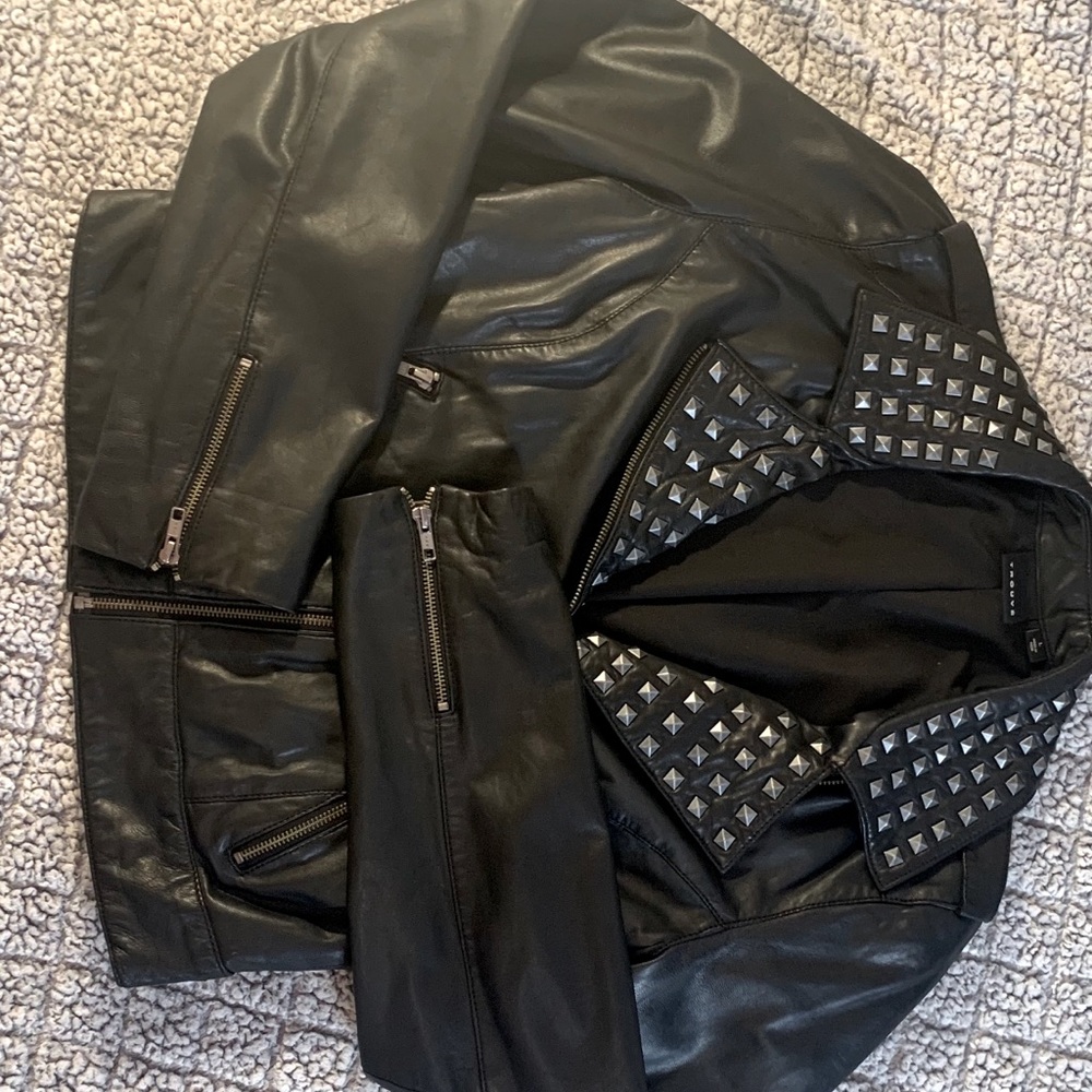 Nordstrom Trouve Black Leather Studded Jacket L